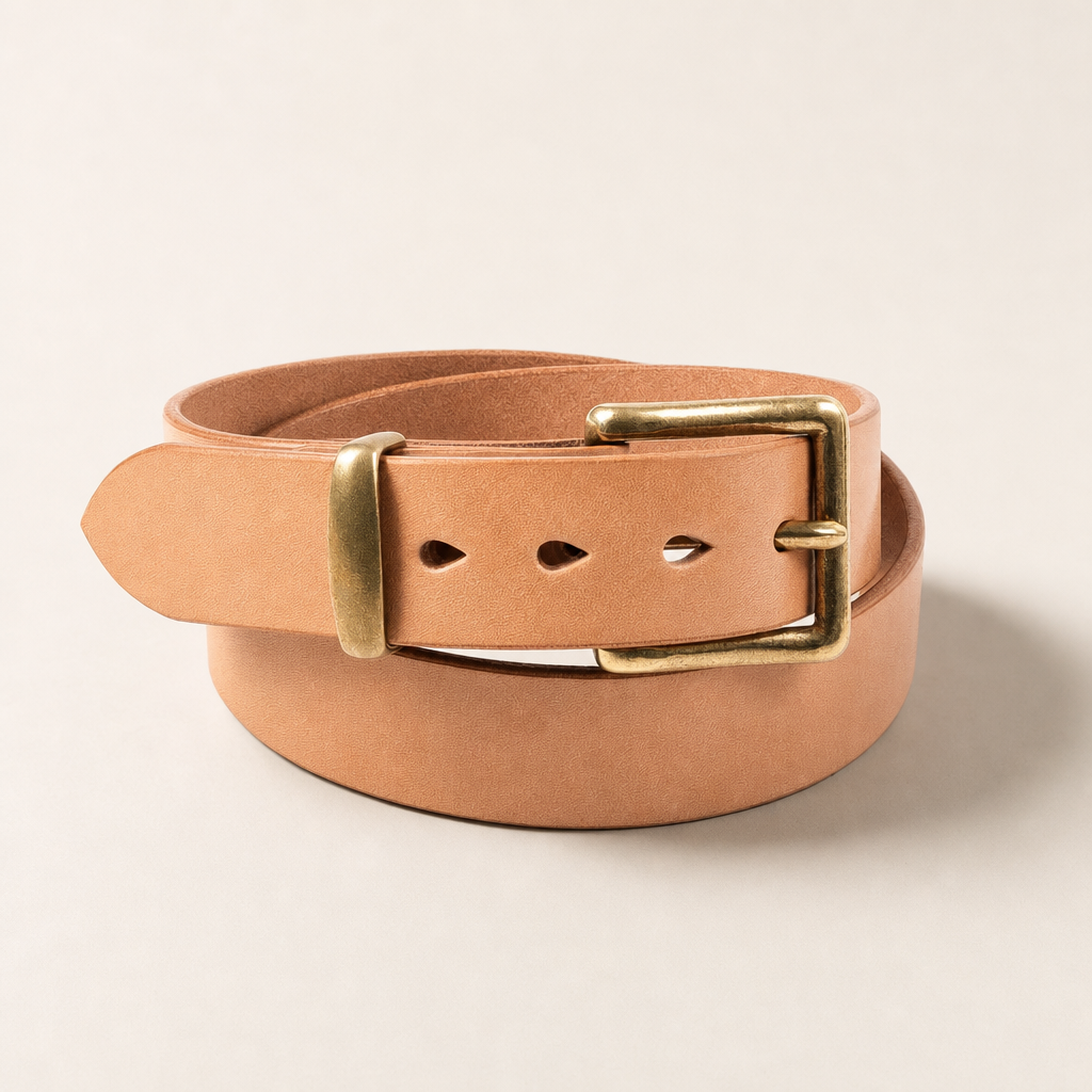 Iron Heart Heavy Duty Tochigi Leather Belt — Natural — EDC Leather Belt