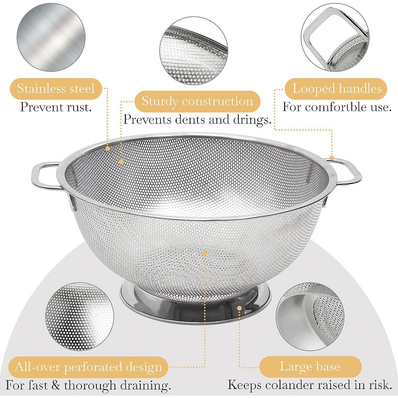 Bellemain Bellemain Micro-Perforated Stainless Steel 5-Quart Colander