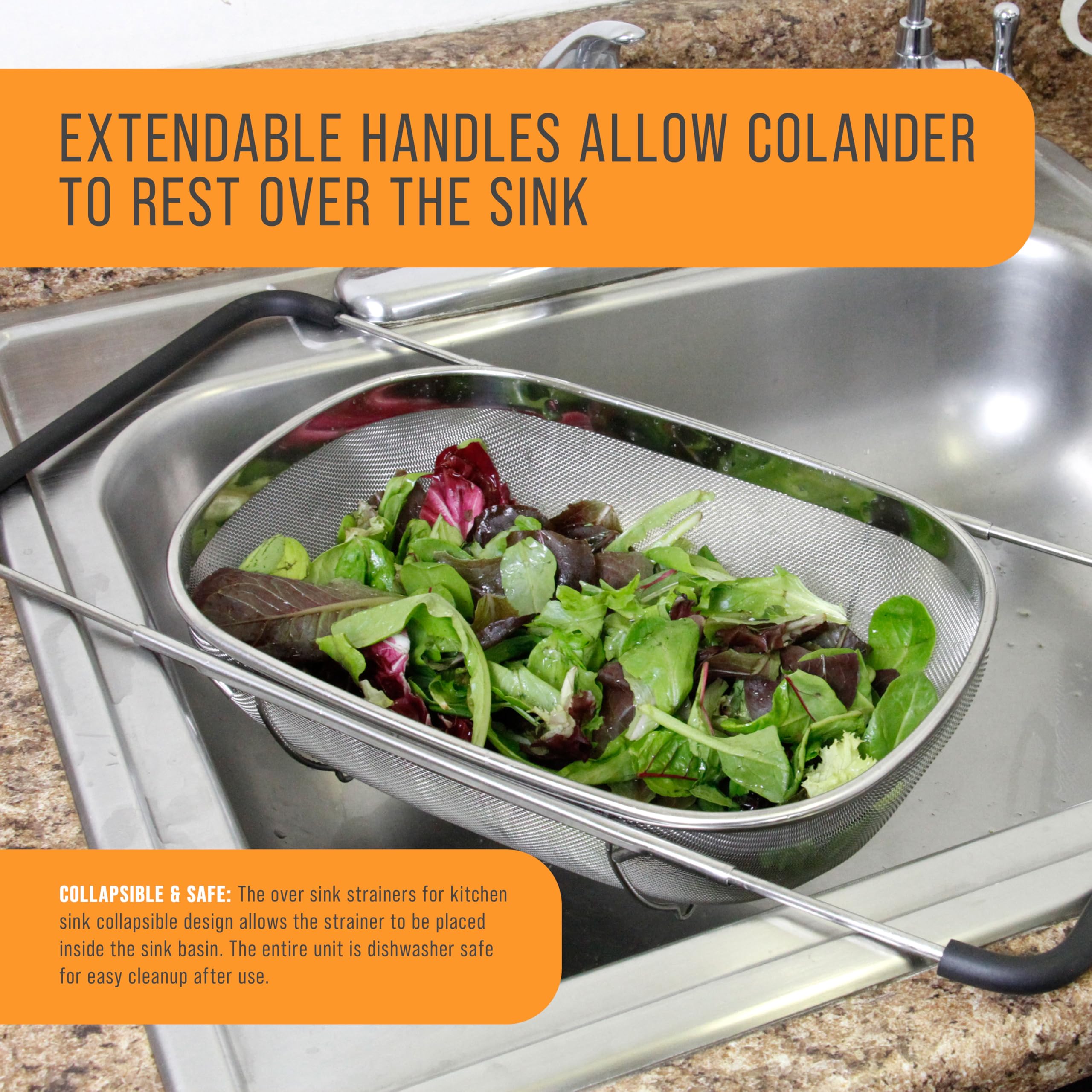 U.S. Kitchen Supply U.S. Kitchen Supply Over-the-Sink Stainless Steel Oval Colander