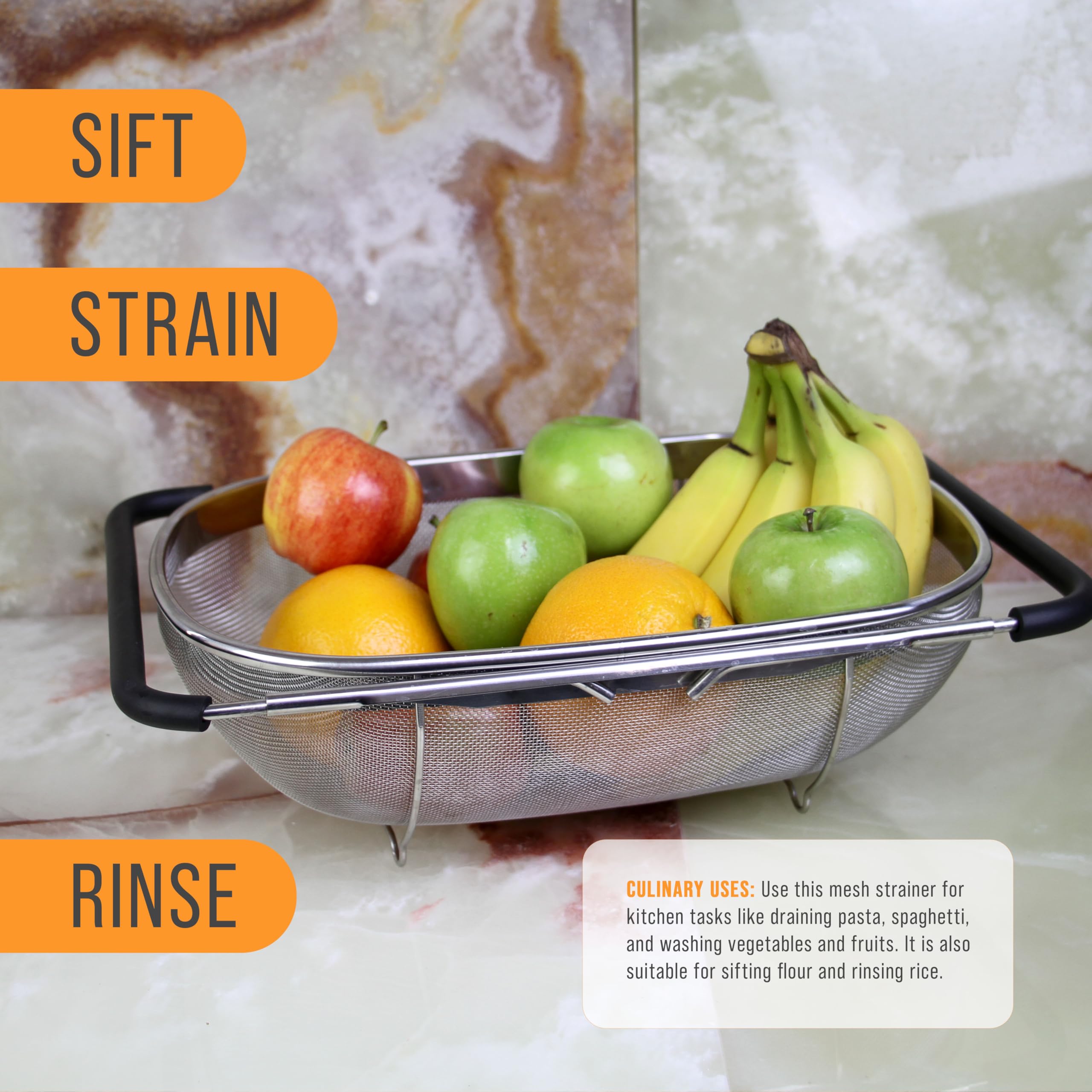 U.S. Kitchen Supply U.S. Kitchen Supply Over-the-Sink Stainless Steel Oval Colander