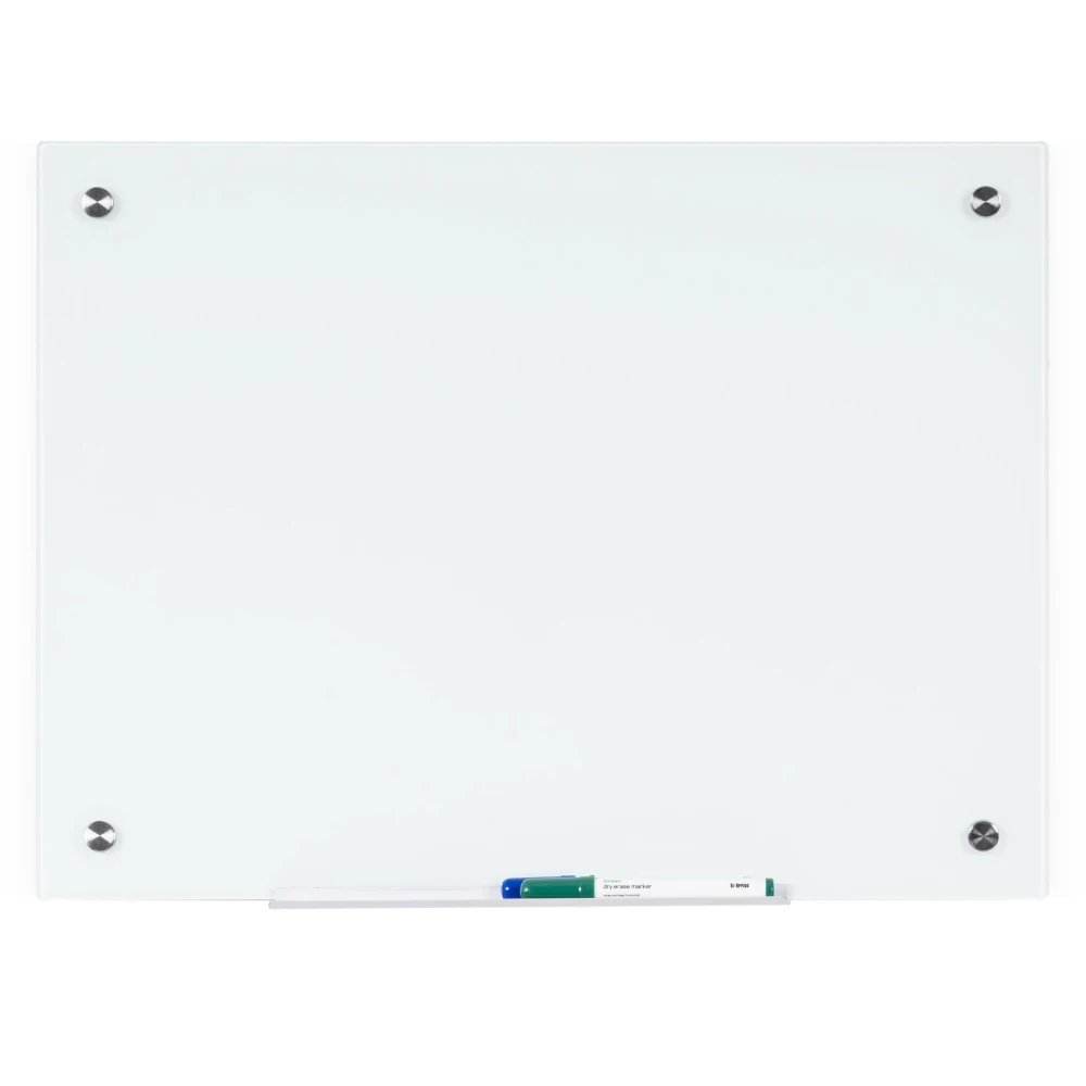 U Brands Frameless Magnetic Glass Dry-Erase Board, 48 × 36 in