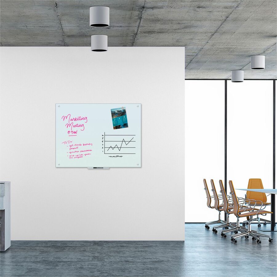 U Brands Frameless Magnetic Glass Dry-Erase Board, 48 × 36 in