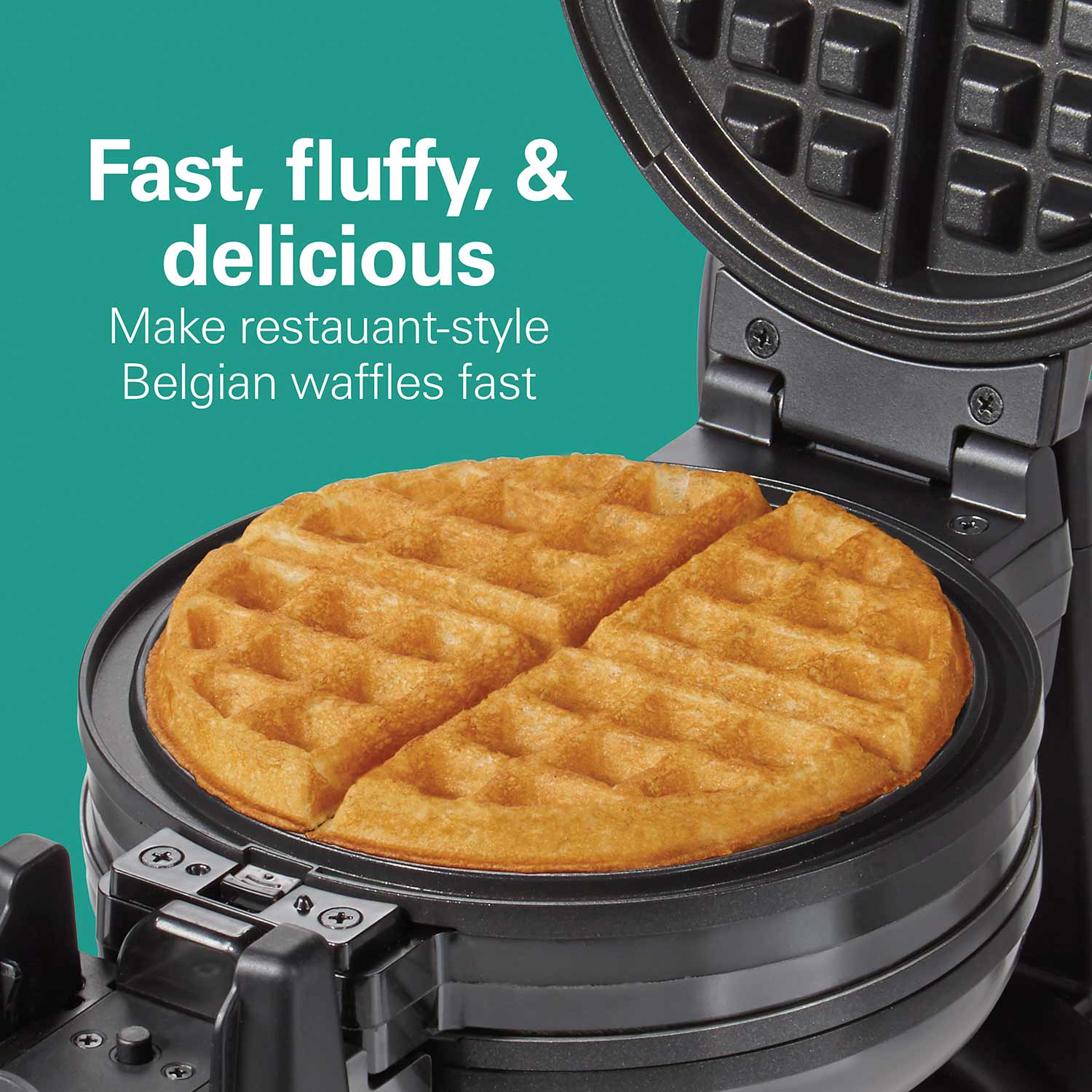 Hamilton Beach Double Belgian Waffle Maker with Removable Plates