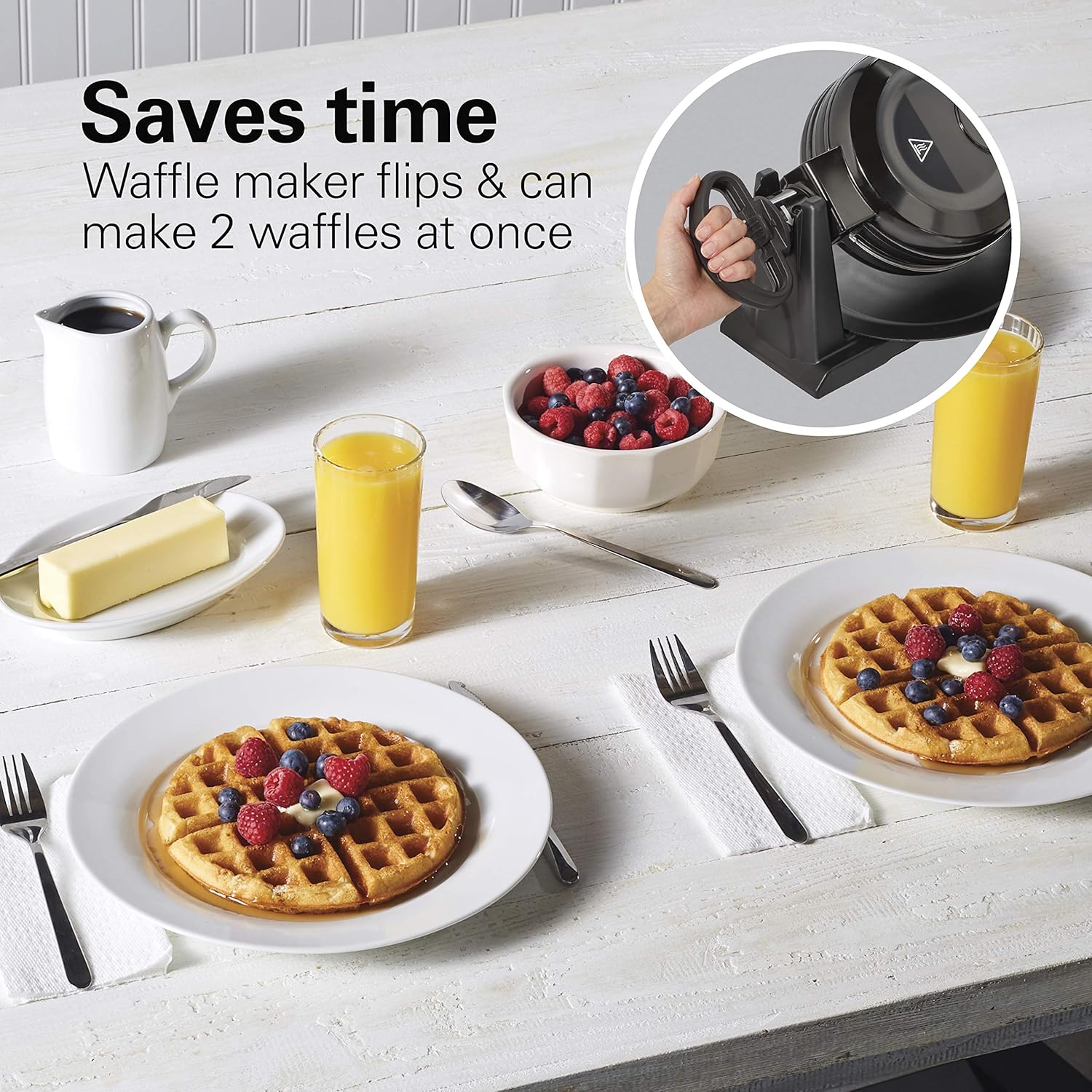 Hamilton Beach Double Belgian Waffle Maker with Removable Plates