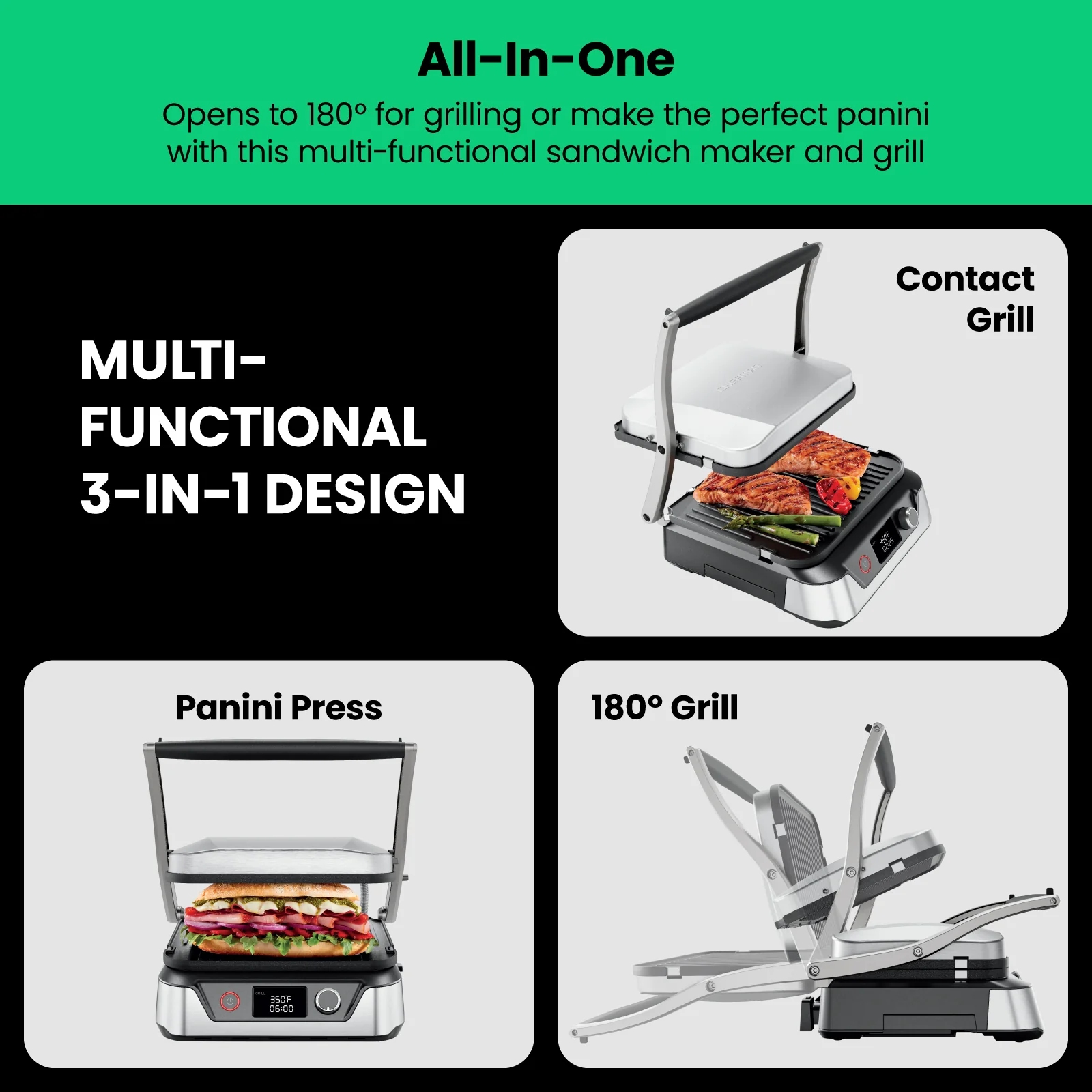 Chefman 5-in-1 Digital Panini Press Grill