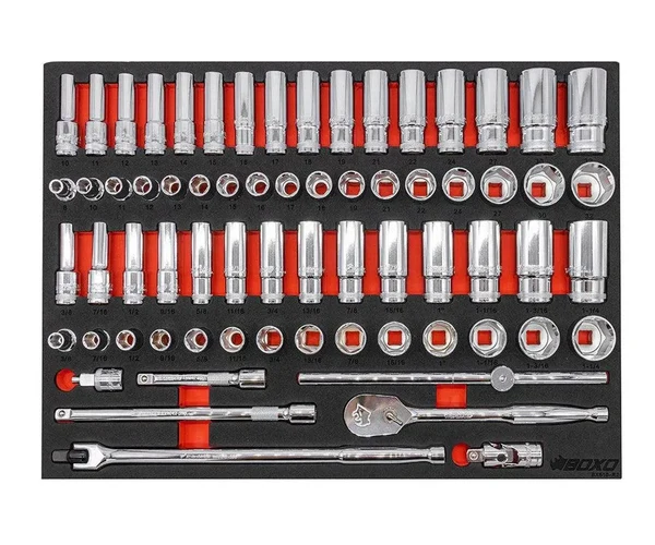 BoxoUSA 68-piece 1/2-inch Drive 6-point Metric & SAE Master Chrome Socket Set