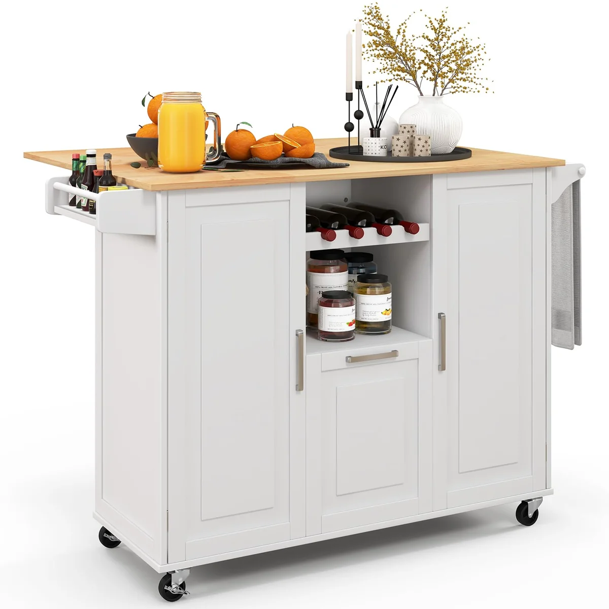 Giantex Rolling Kitchen Island Cart with Drop-Leaf Countertop