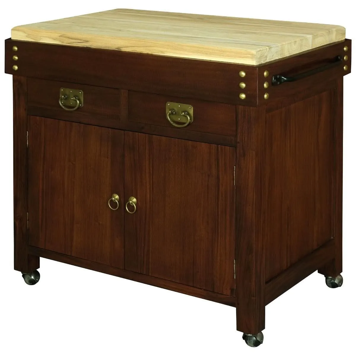 Chocolate Wood Ricardo Solid Mahogany Butcher Block Kitchen Island