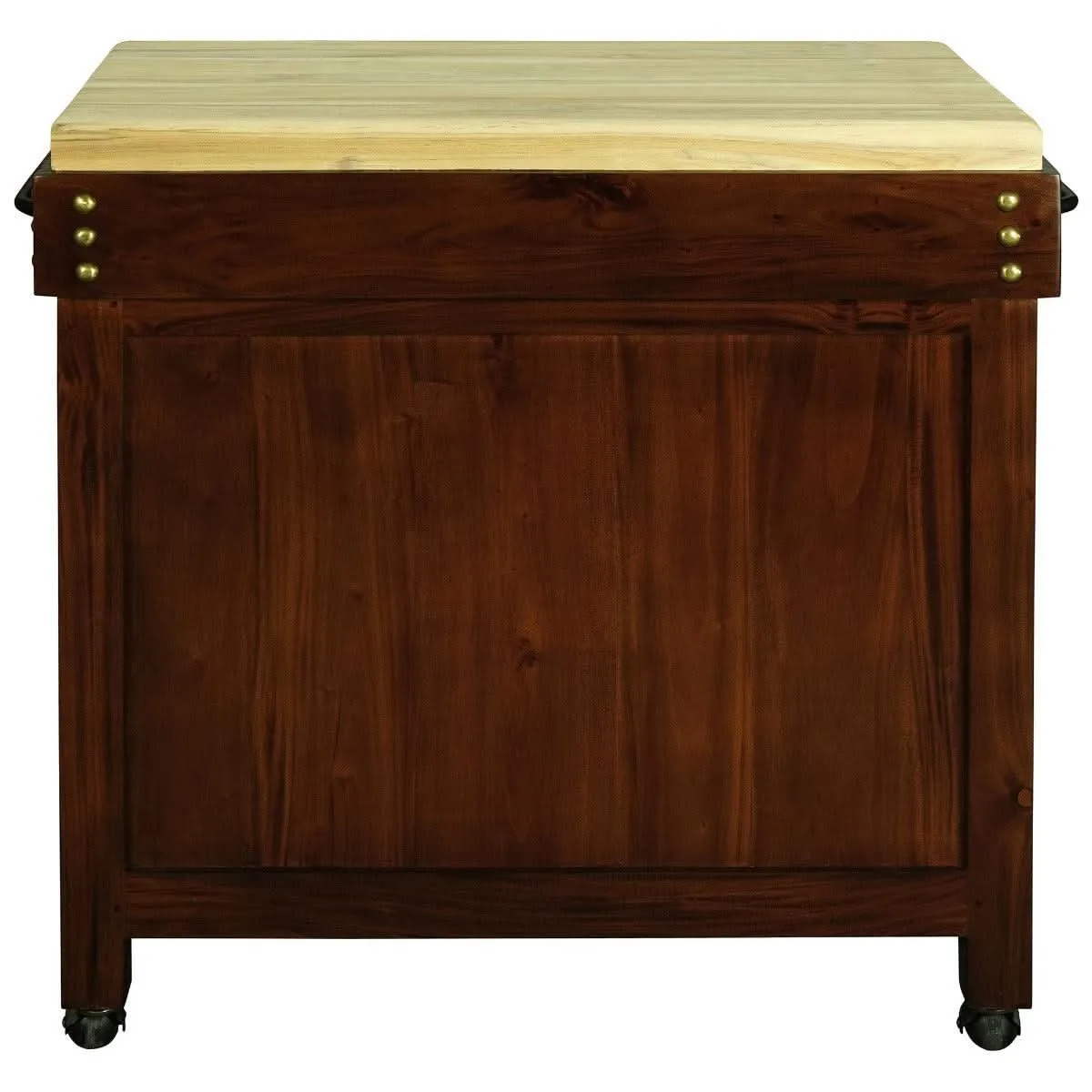Chocolate Wood Ricardo Solid Mahogany Butcher Block Kitchen Island
