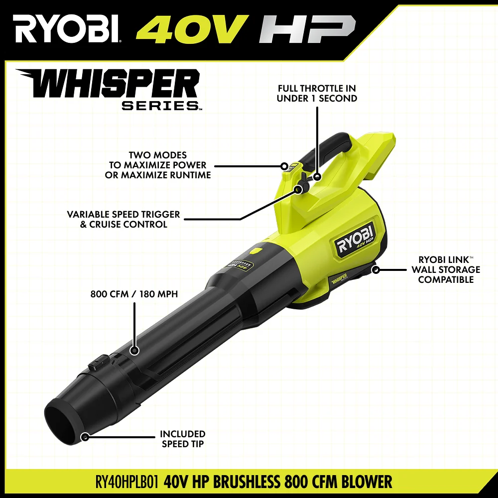 Ryobi RYOBI 40V HP Brushless Whisper Series Blower Kit