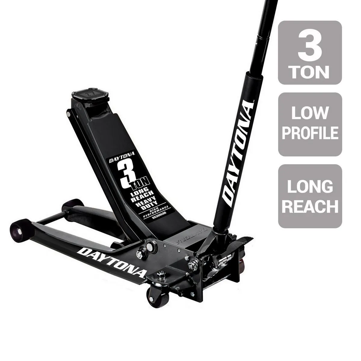 DAYTONA DAYTONA 3 Ton Long-Reach Low-Profile Professional Floor Jack with RAPID PUMP