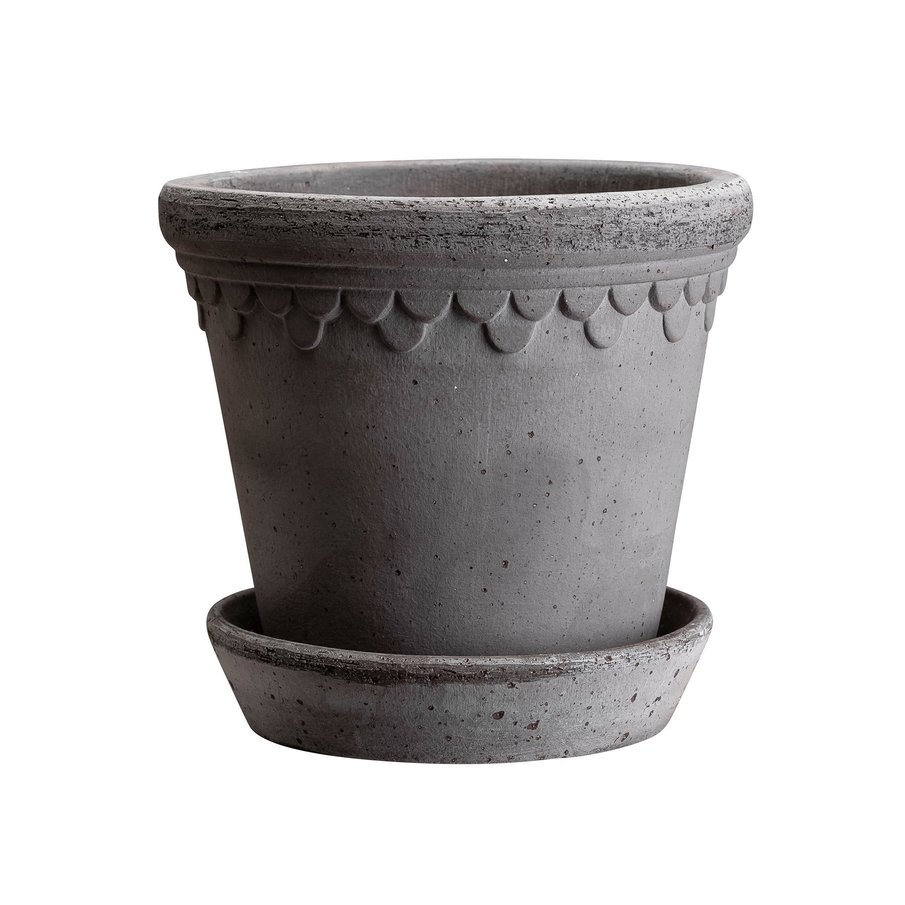Bergs Potter Københavner Raw Grey Terracotta Pot with Saucer